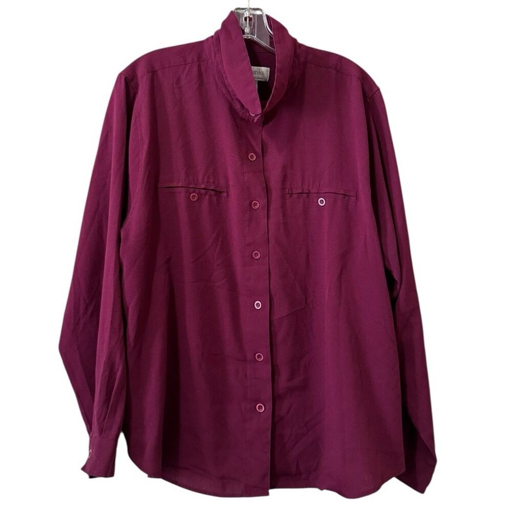 Christopher & Banks Women Size 1X Button Down Shirt Collared Long Sleeve Light